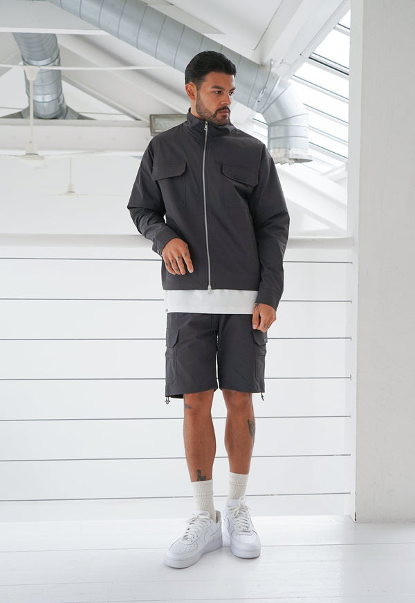Nylon Cargo Jacket V2 - Navy Grey - Sans Pareil Clothing