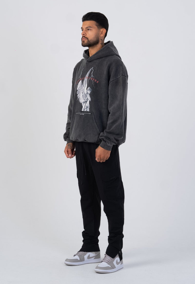 'Against all odds' Graphic Heavyweight Hoodie - Stone Wash - Sans Pareil Clothing