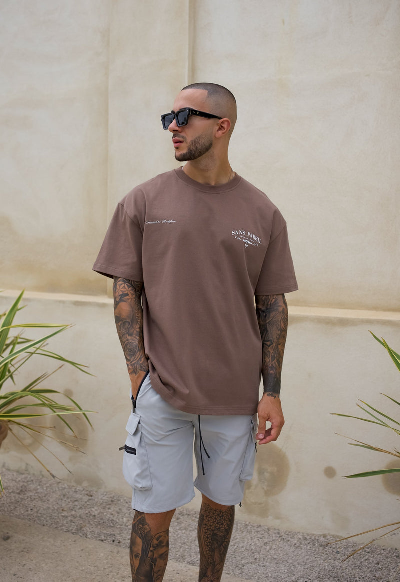 Premium Heavyweight Appliqué T-shirt - Brown - Sans Pareil Clothing