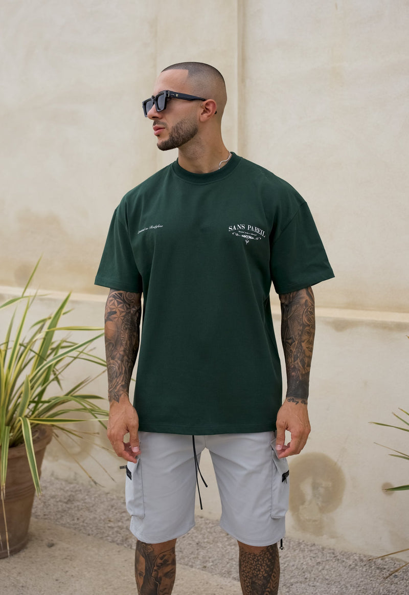 Premium Heavyweight Appliqué T-shirt - Forrest Green - Sans Pareil Clothing