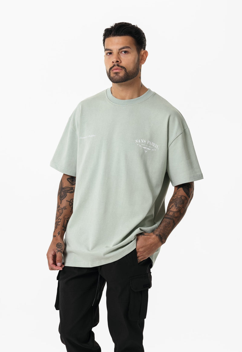 Premium Heavyweight Appliqué T-shirt - Sage - Sans Pareil Clothing