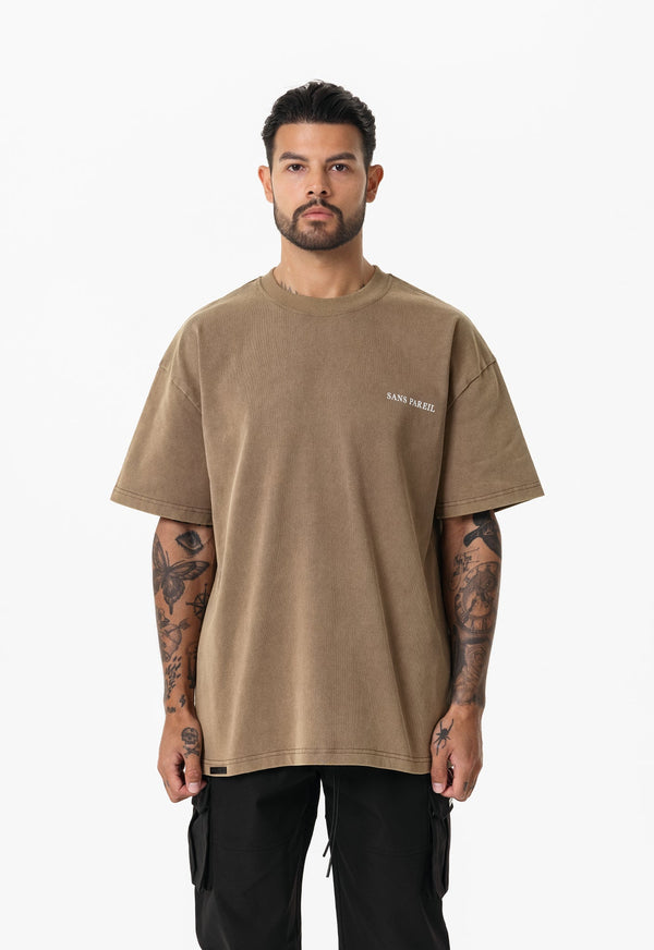 Premium Heavyweight T-shirt - Washed Brown - Sans Pareil Clothing